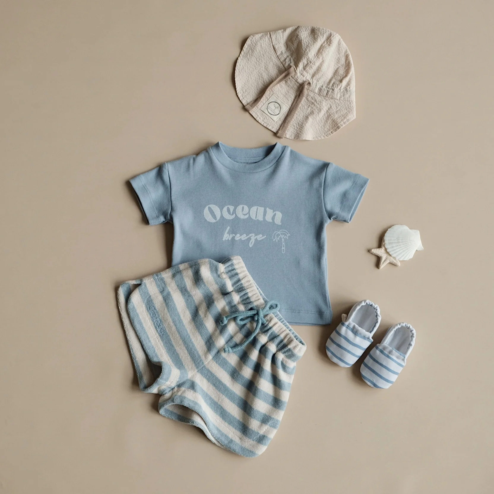 Organic Terry Shorts - Blue Striped - Image 10