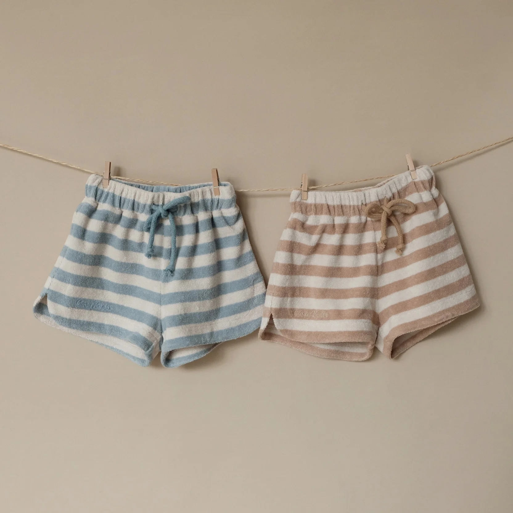 Organic Terry Shorts - Blue Striped - Image 4