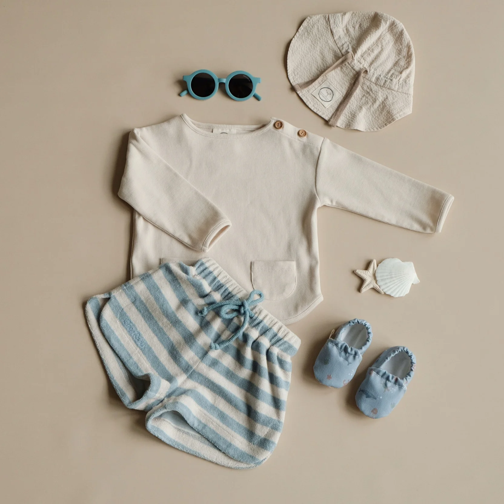 Organic Terry Shorts - Blue Striped - Image 7