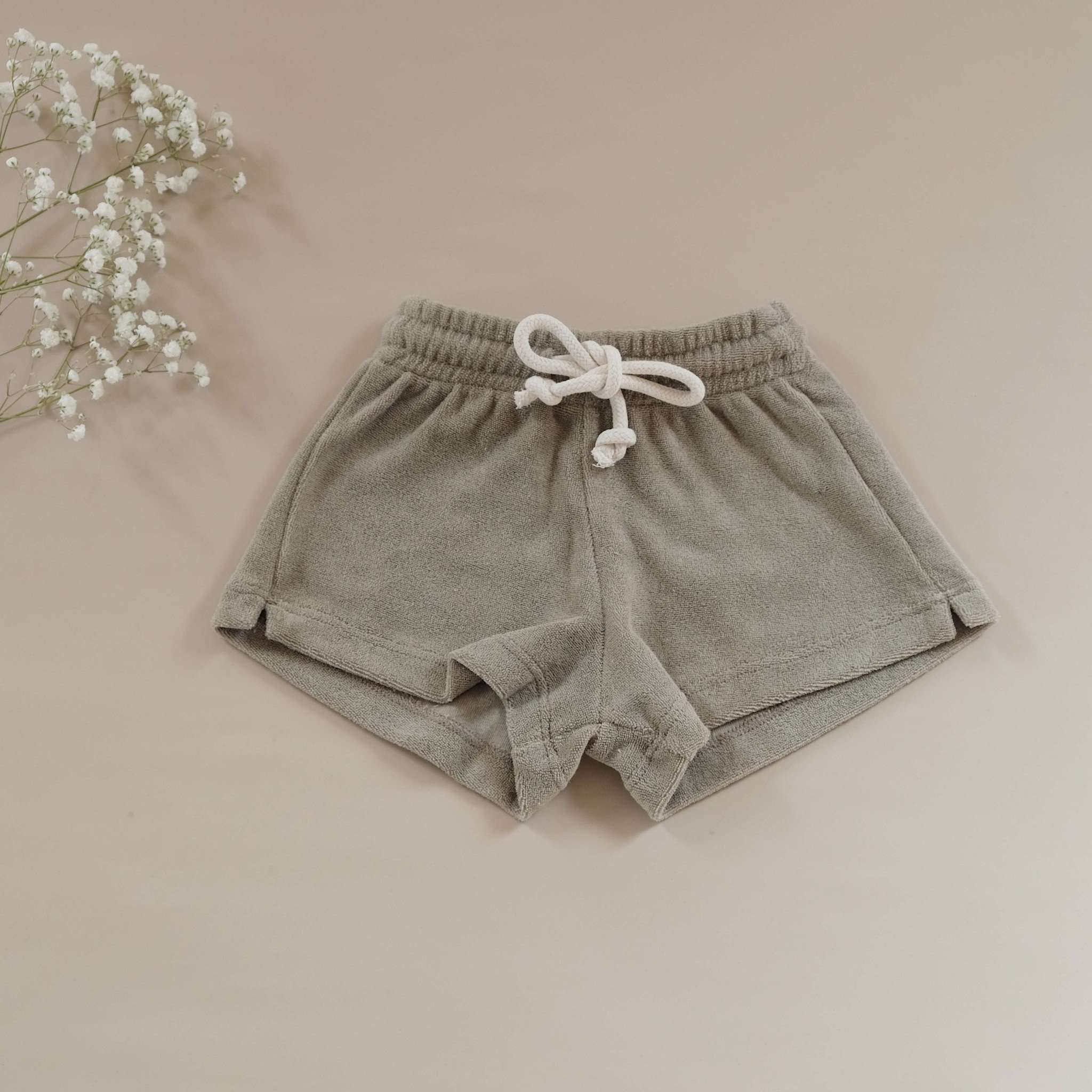 Organic Terry Shorts - Khaki - Image 11