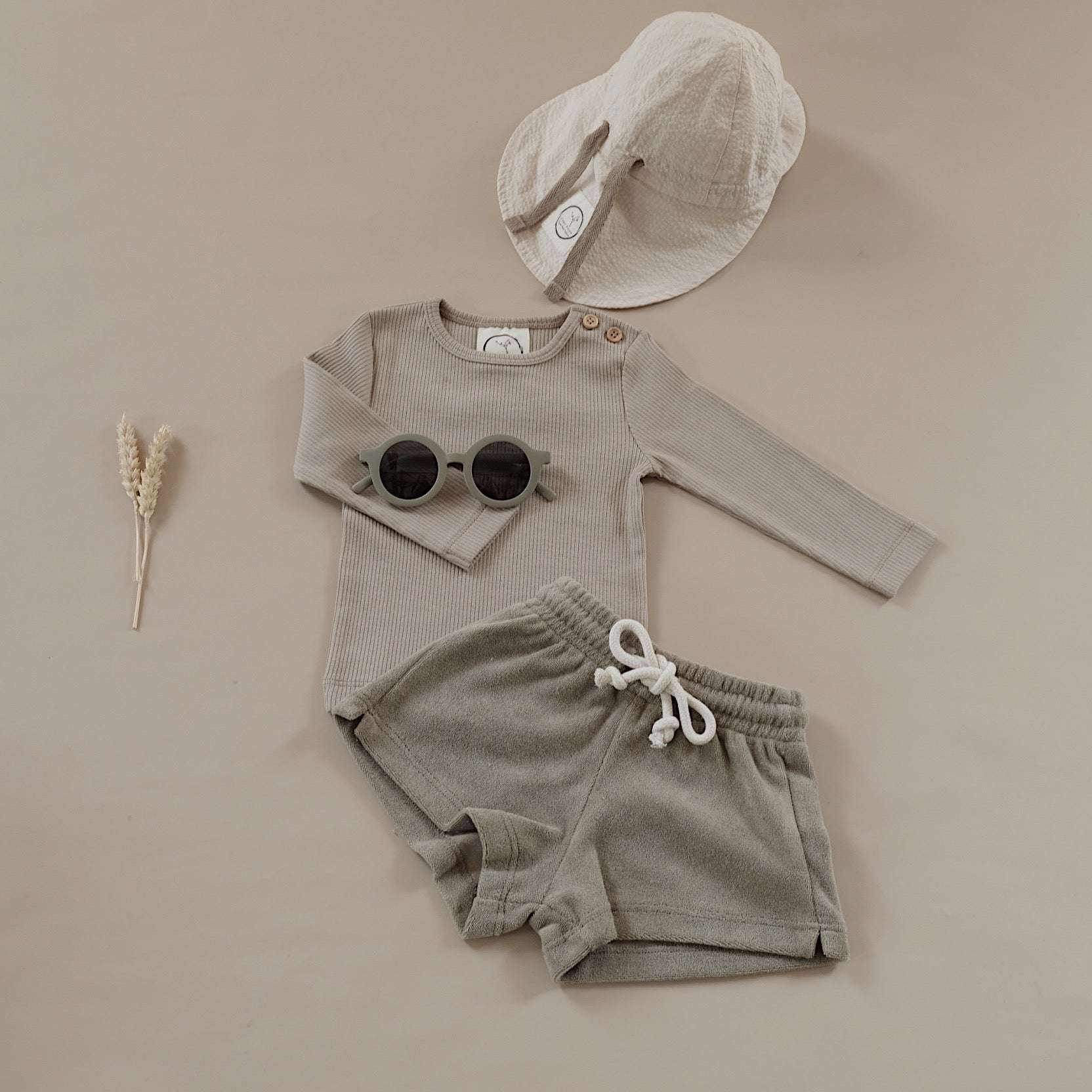 Organic Terry Shorts - Khaki - Image 13