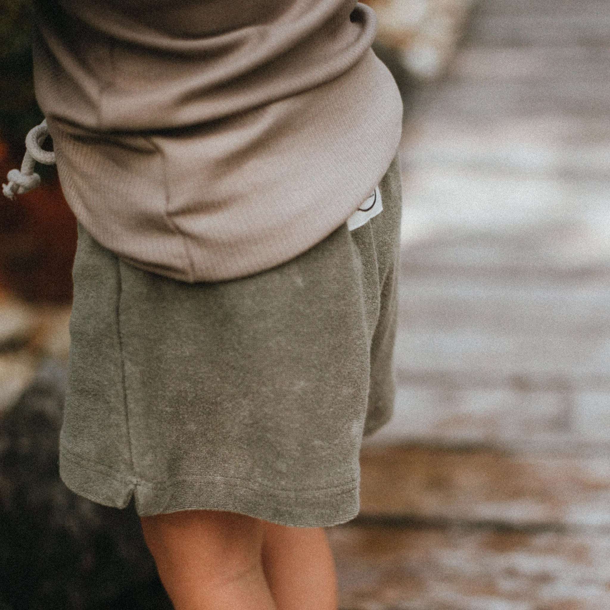 Organic Terry Shorts - Khaki - Image 4