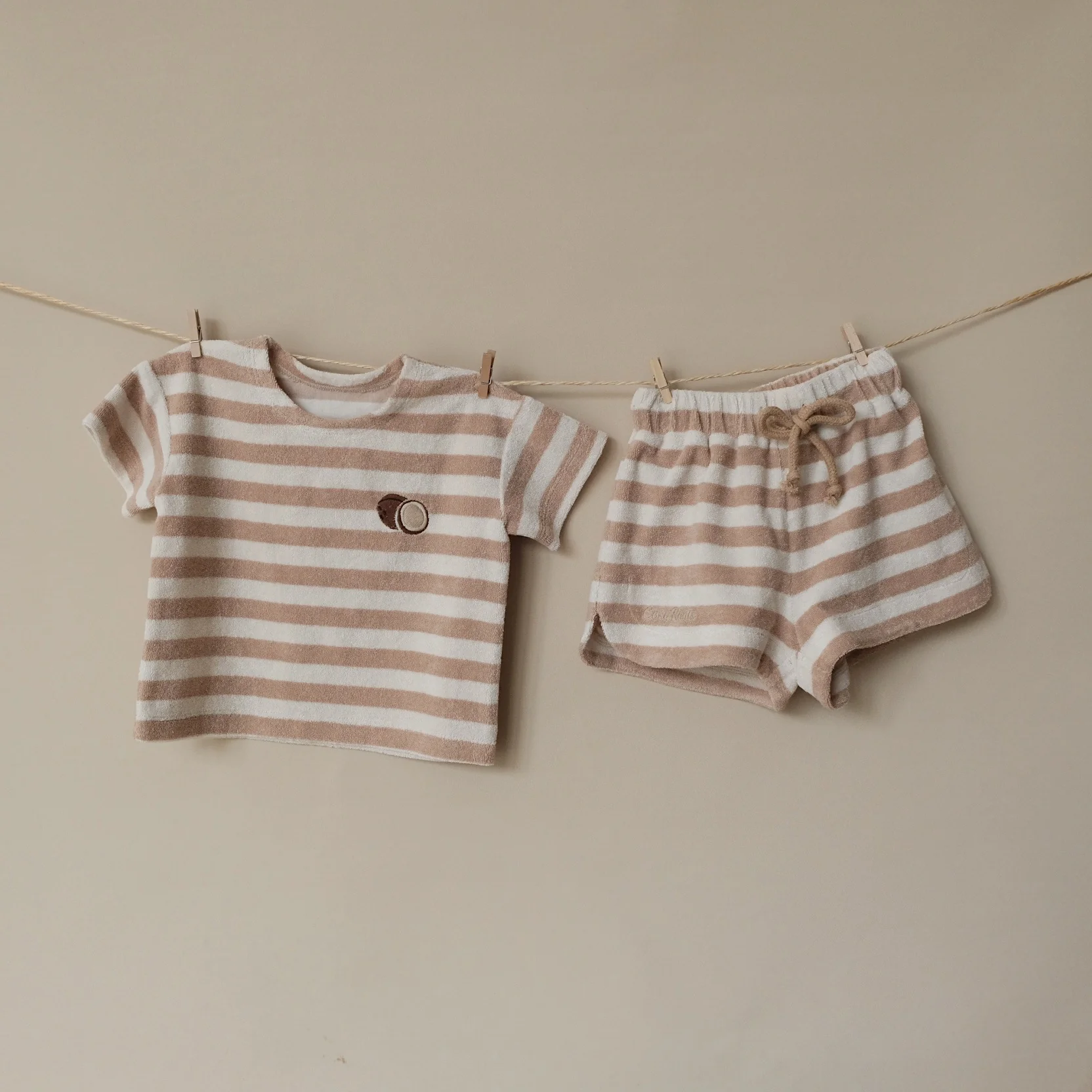 Organic Terry Shirt - Latte Striped - Image 4
