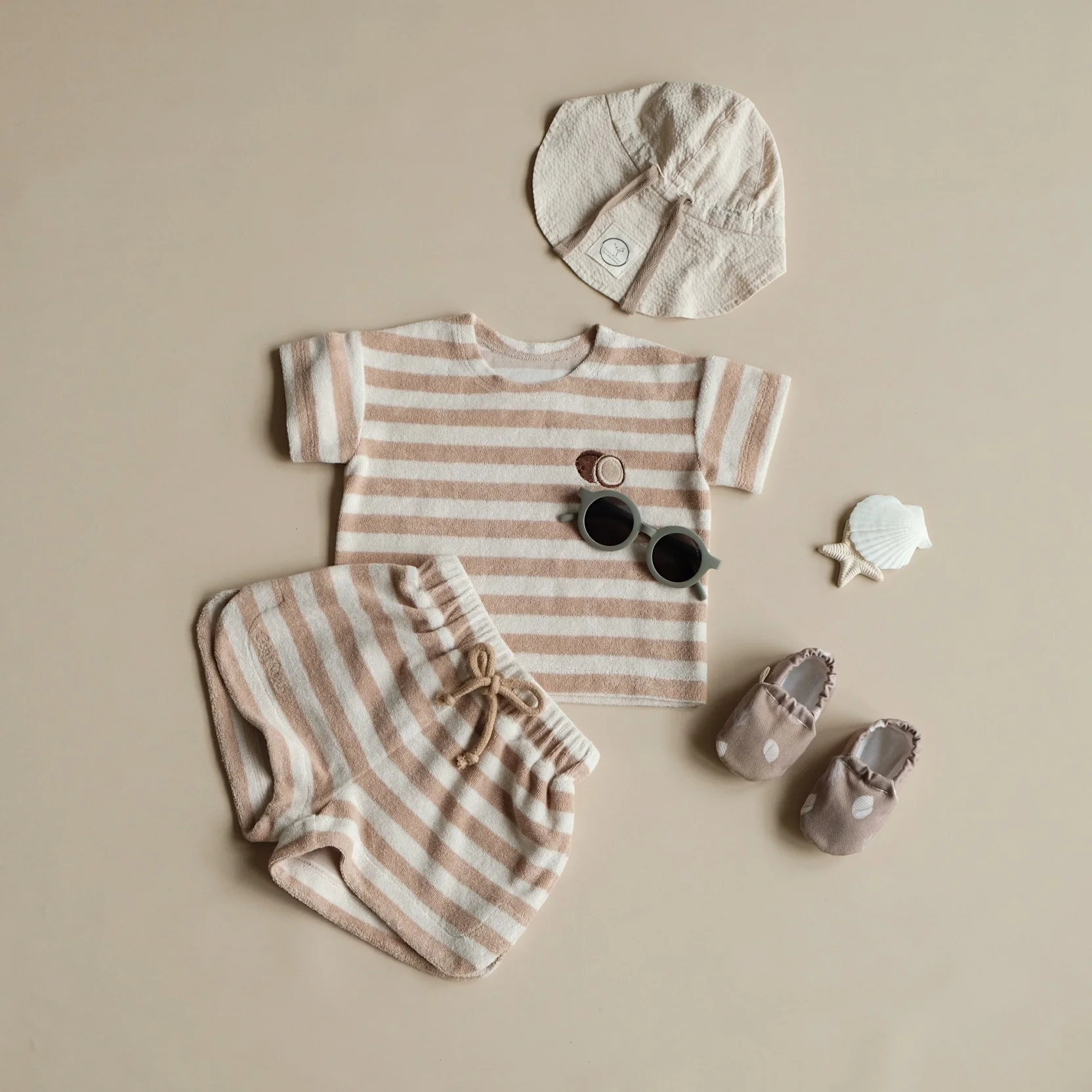 Organic Terry Shirt - Latte Striped - Image 8