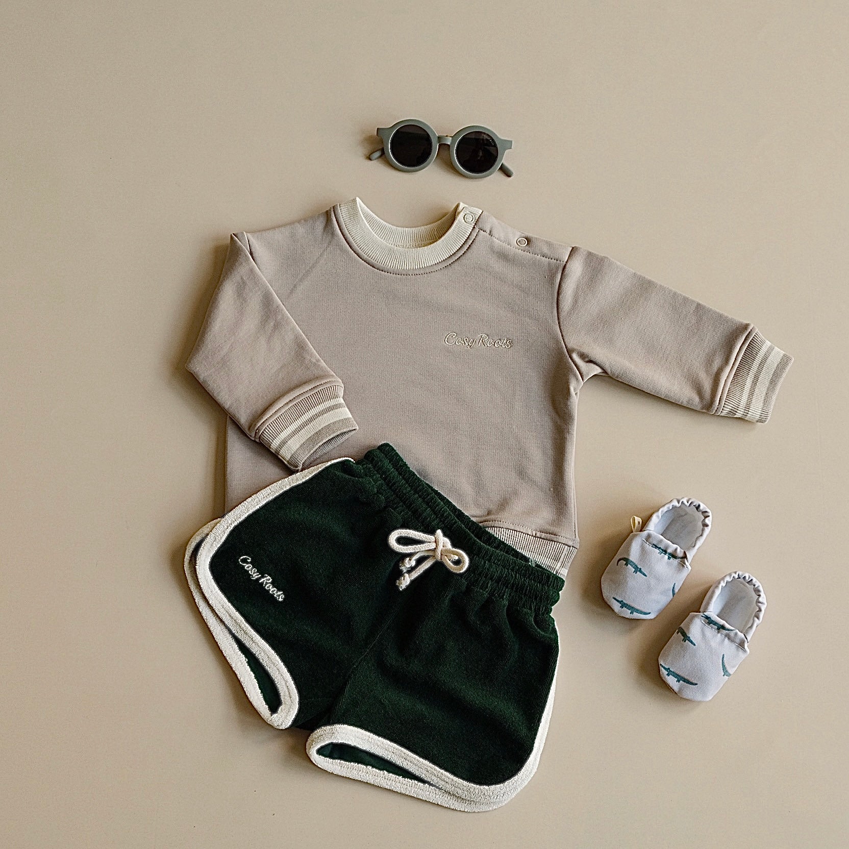 Organic Terry Shorts - Vintage Green - Image 10