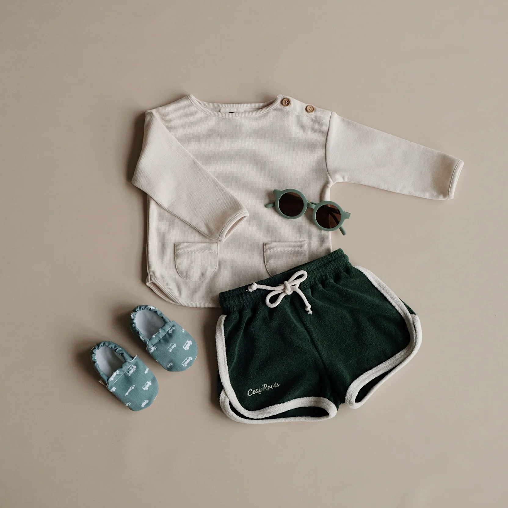 Organic Terry Shorts - Vintage Green - Image 7