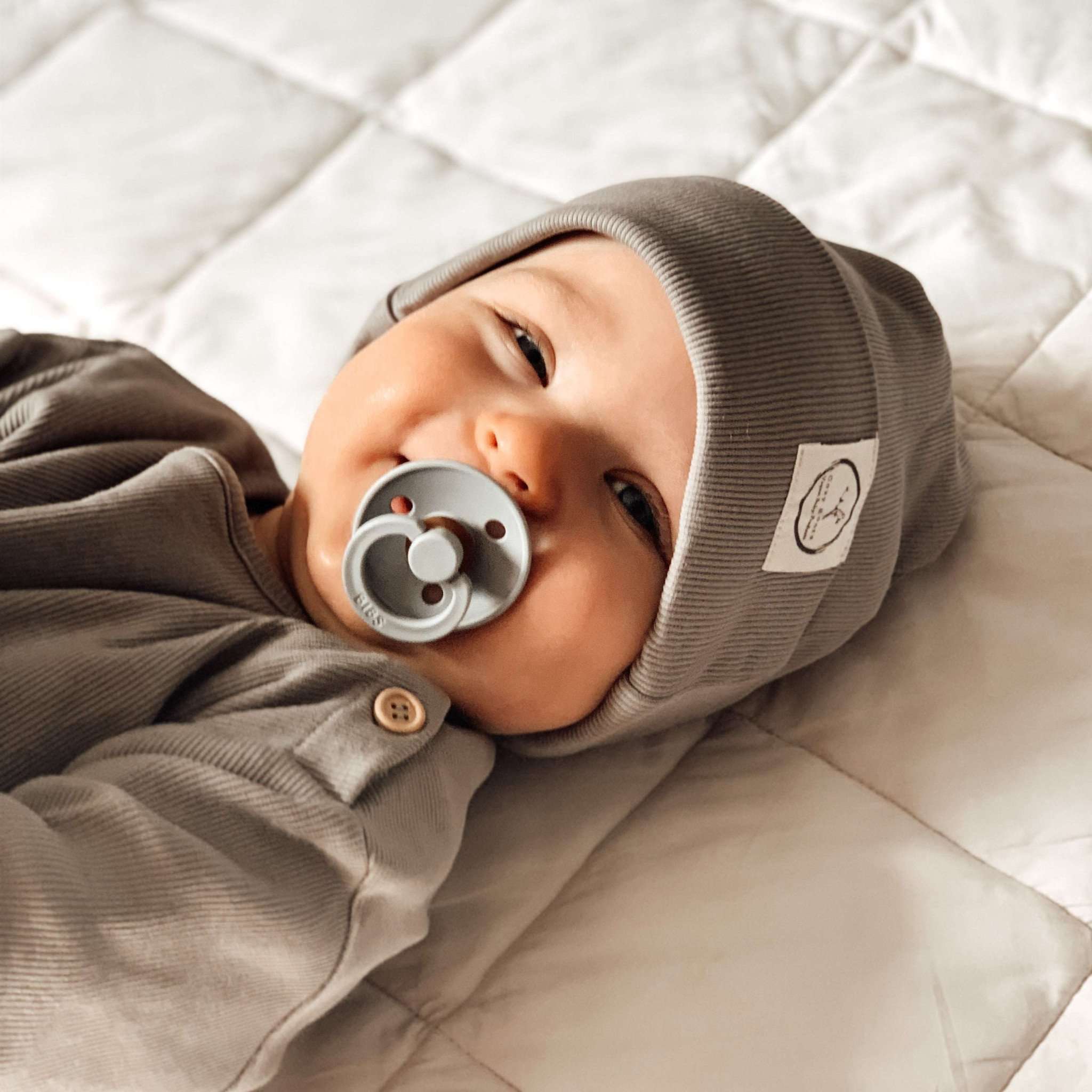 Organic Rib Beanie - Grey- S A L E - Image 3