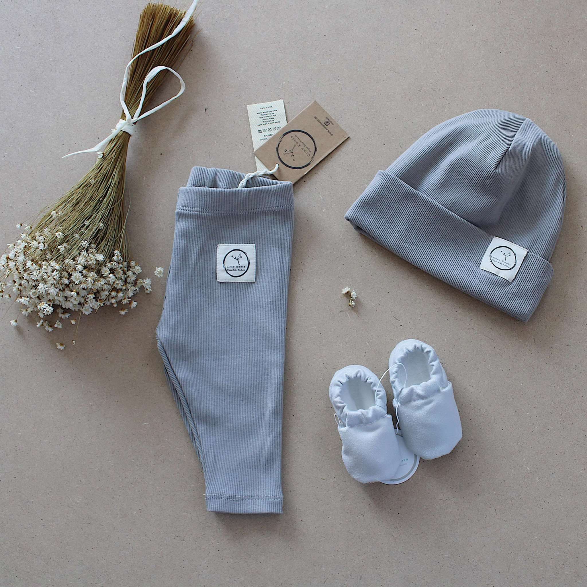 Organic Rib Beanie - Grey- S A L E - Image 7