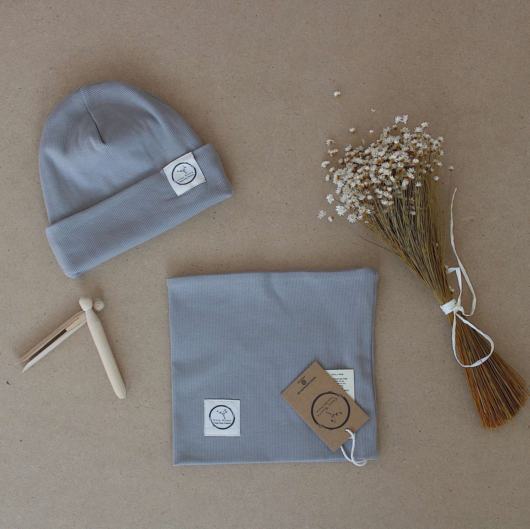 Organic Rib Beanie - Grey- S A L E - Image 8
