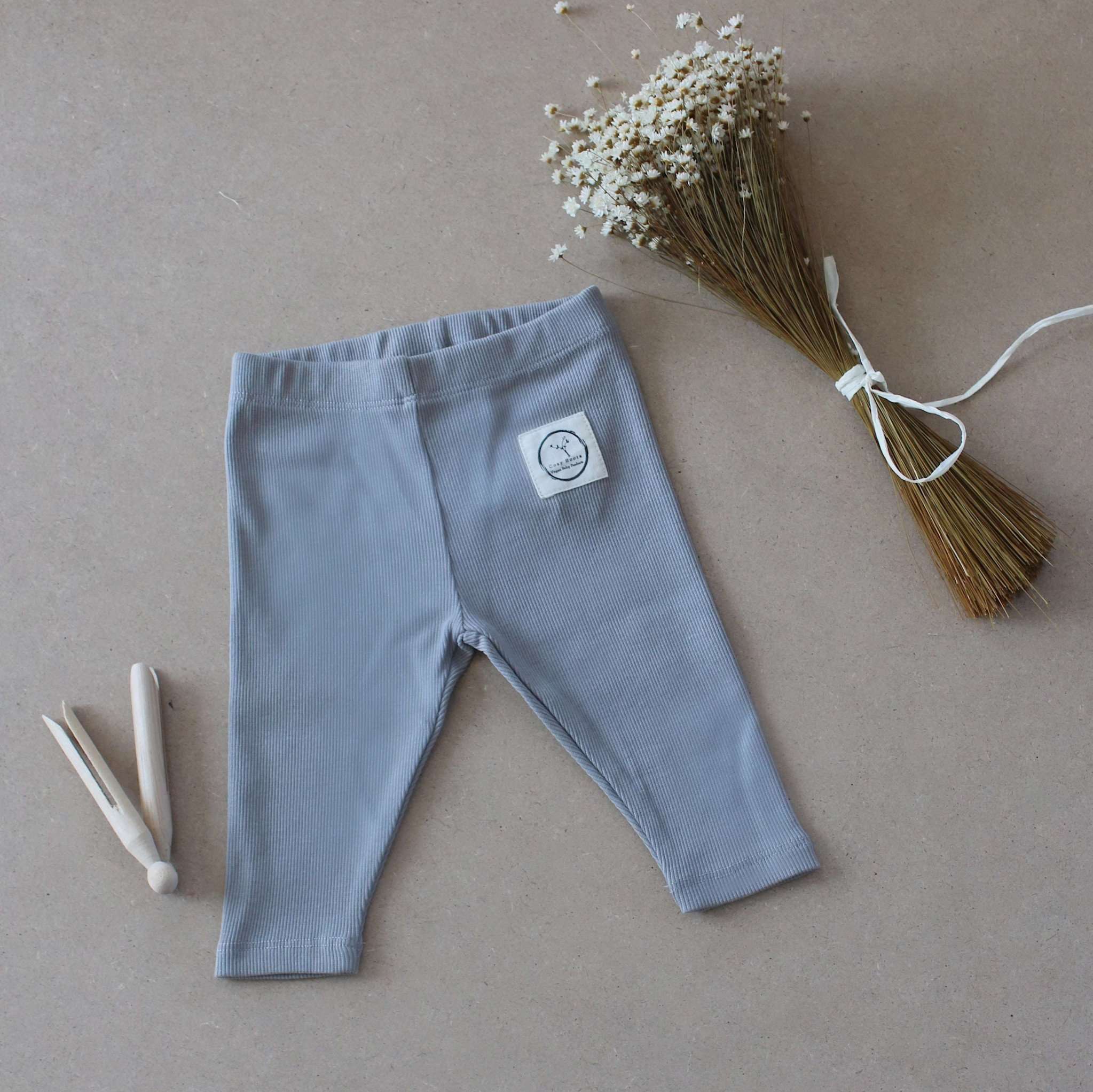 Organic Rib Leggings - Grey - S A L E - Image 6