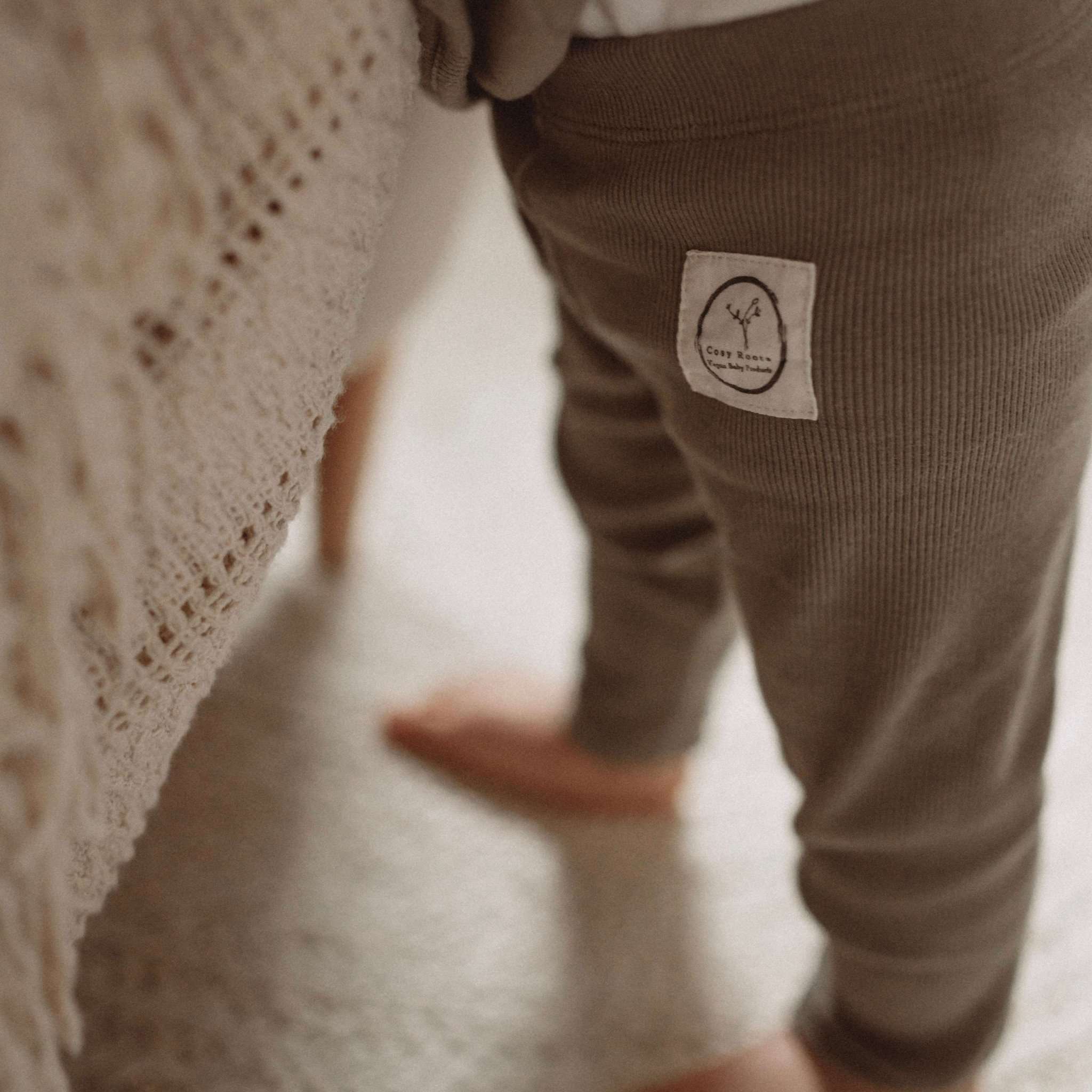 Organic Rib Leggings - Khaki - Image 3