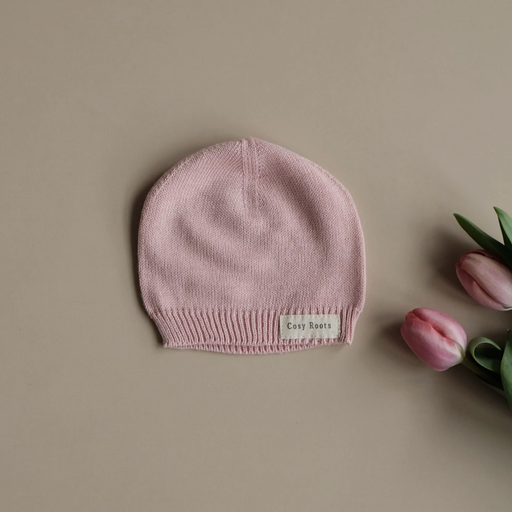 Organic Thin Knit Beanie - Candy Pink - Image 3