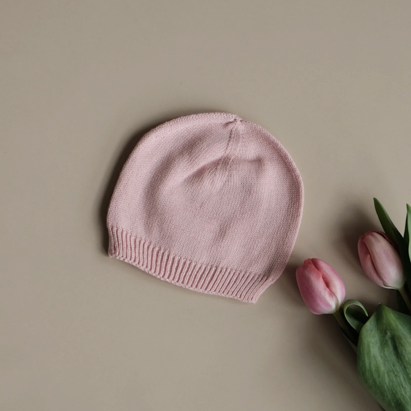 Organic Thin Knit Beanie - Candy Pink - Image 5
