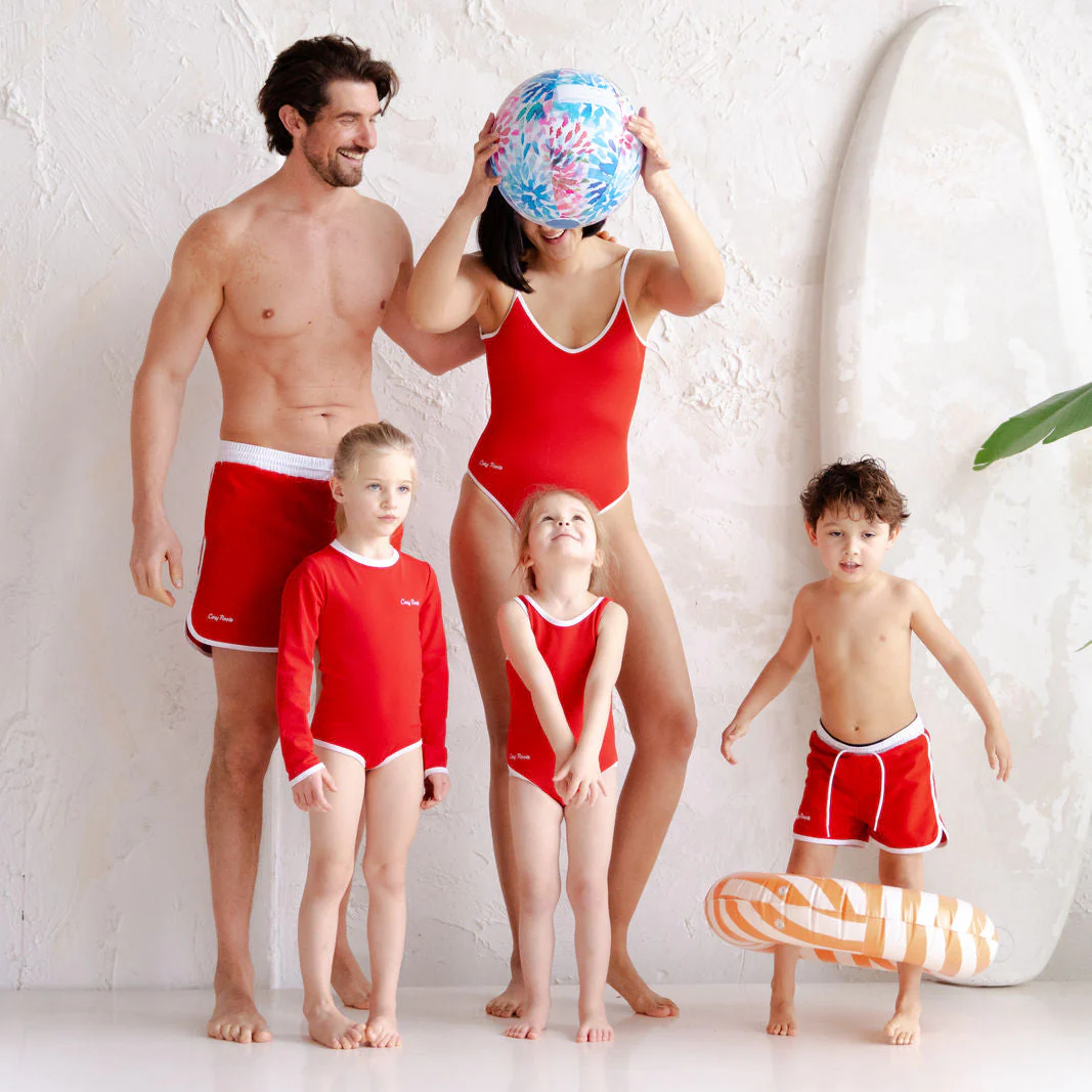 Sustainable UV Longsleeved Bathing Suit - Red (UV STANDARD 801) - Image 17