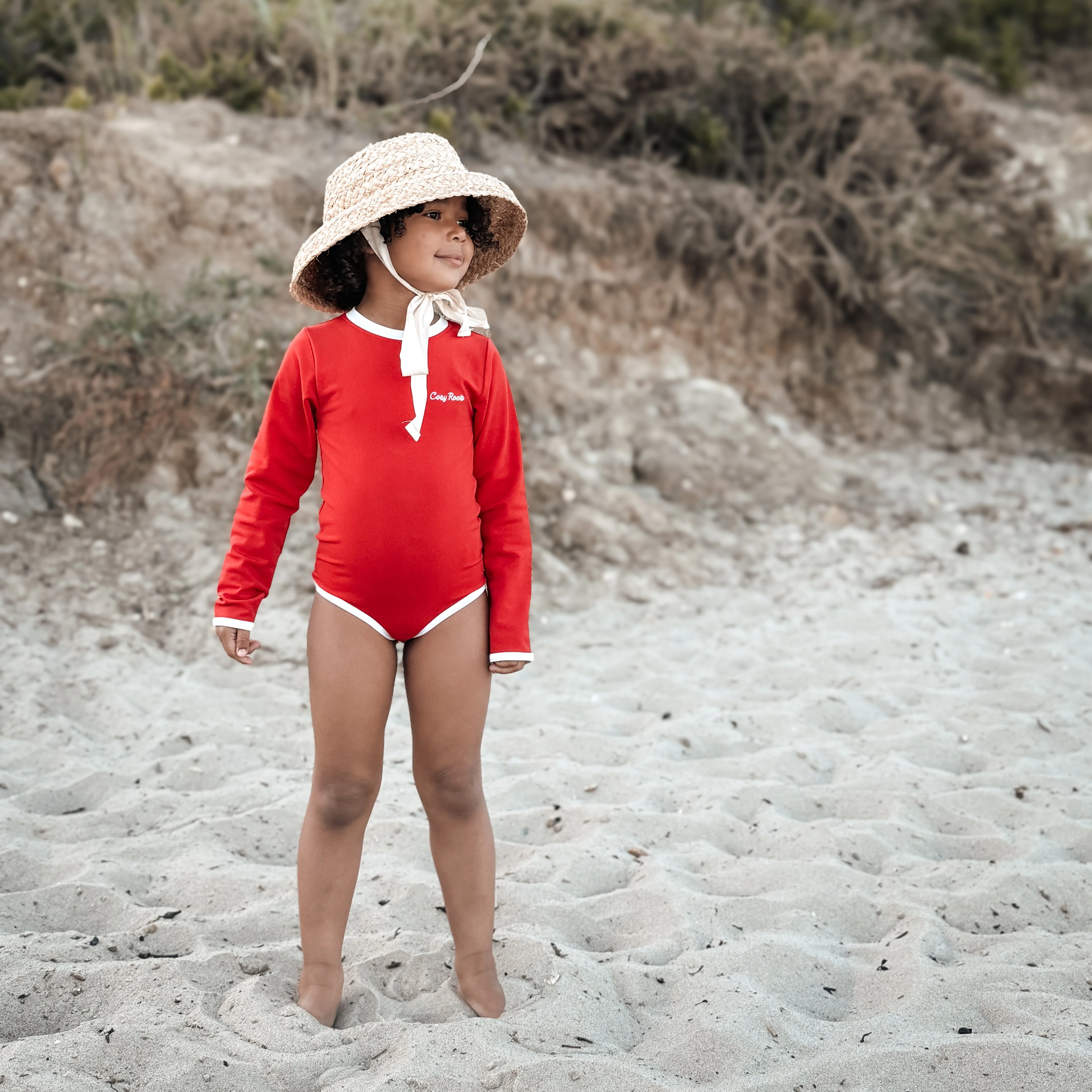 Sustainable UV Longsleeved Bathing Suit - Red (UV STANDARD 801) - Image 4