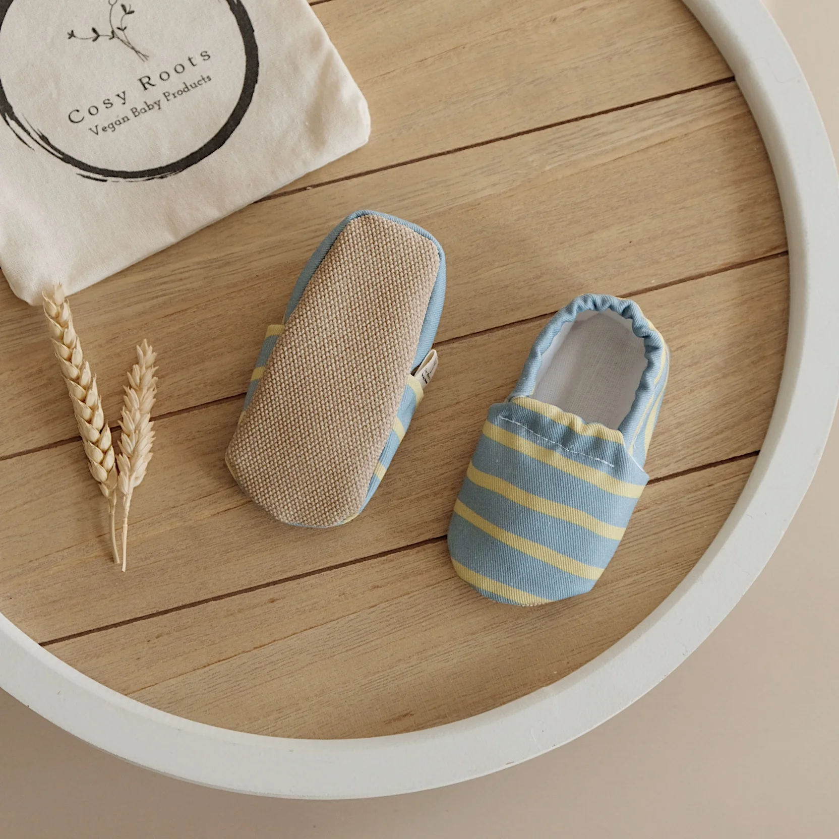 Vegan Shoes - Ocean Lemon (blue/yellow striped) - Image 2