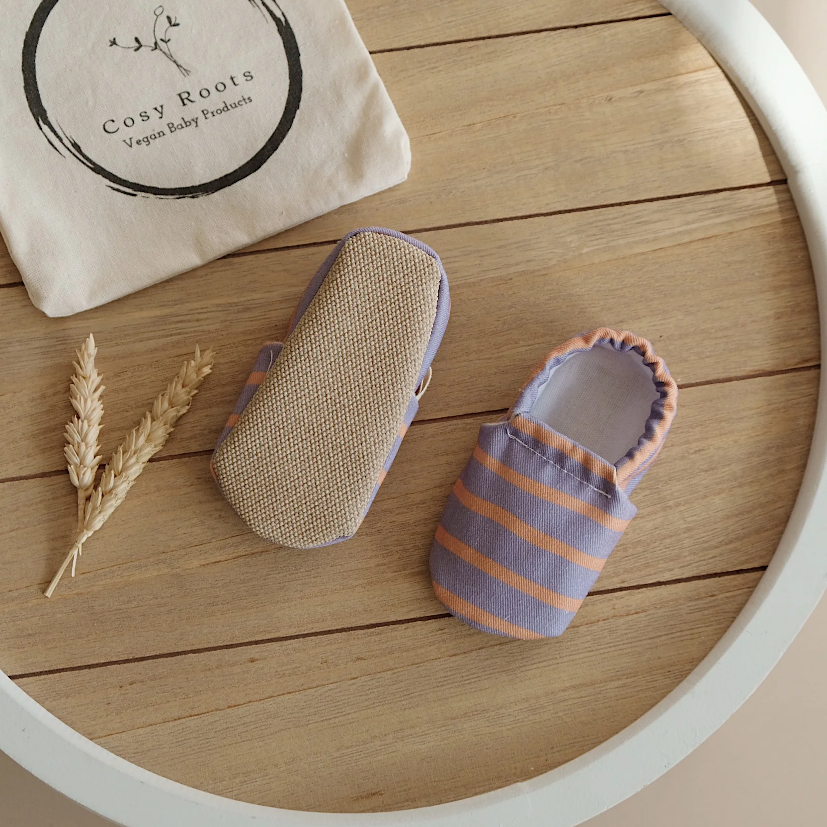 Vegan Shoes - Sunset Sorbet (lavender/orange striped) - Image 11