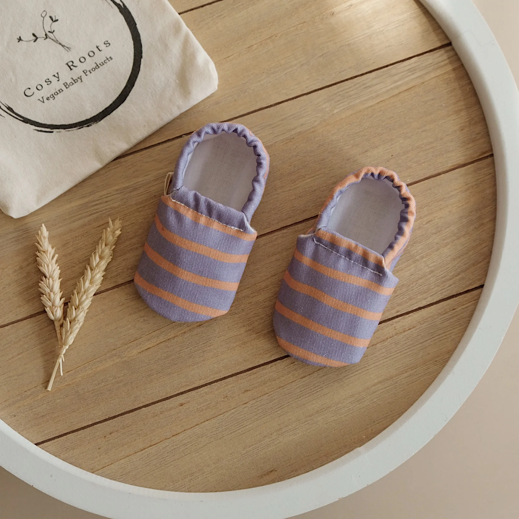 Vegan Shoes - Sunset Sorbet (lavender/orange striped) - Image 3