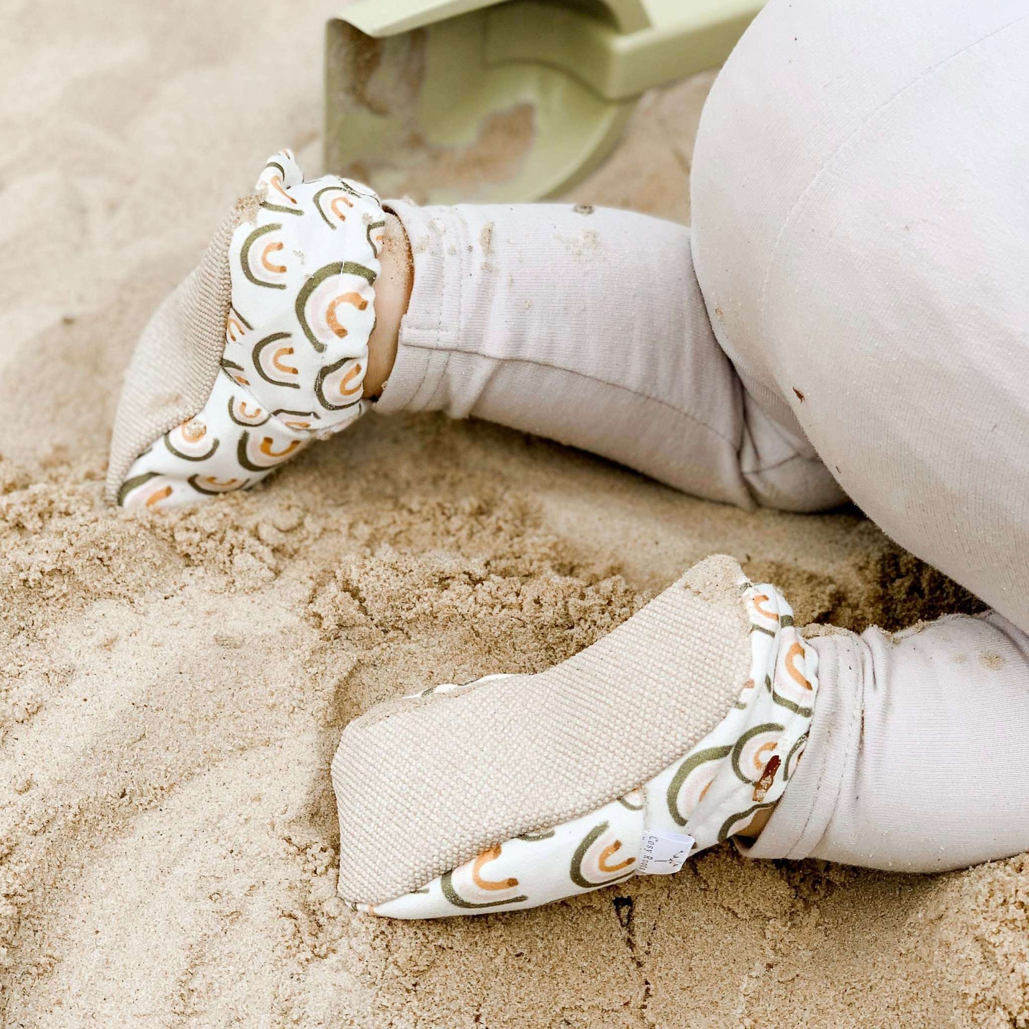 Vegan Newborn Shoes - Vintage Rainbows - S A L E - Image 2
