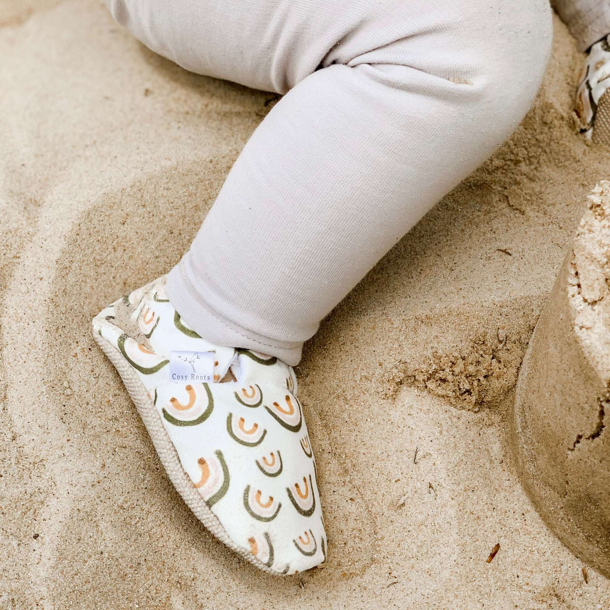 Vegan Newborn Shoes - Vintage Rainbows - S A L E - Image 3