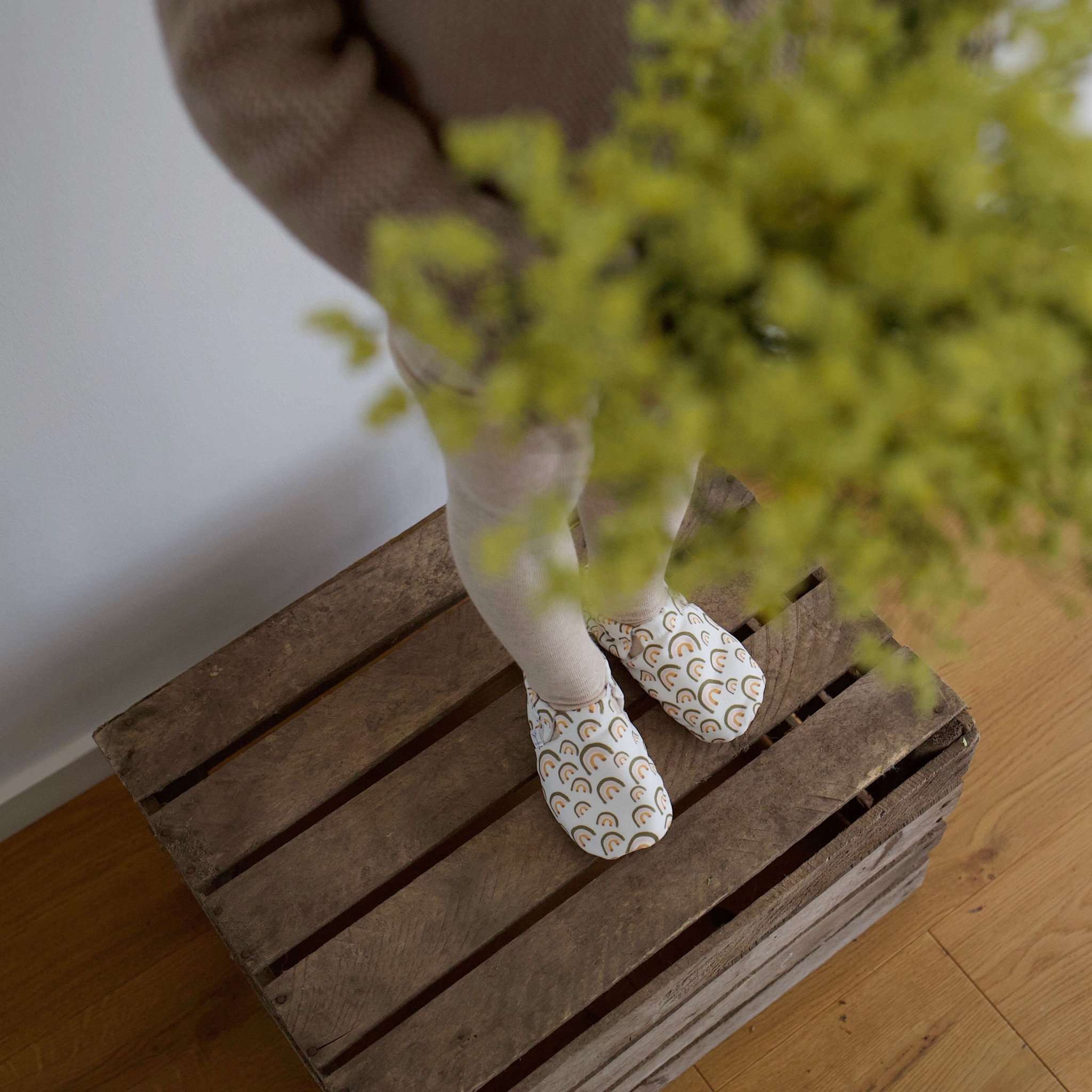 Vegan Newborn Shoes - Vintage Rainbows - S A L E - Image 8